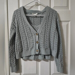 Cloth & Stone Sage Green Knit Cardigan